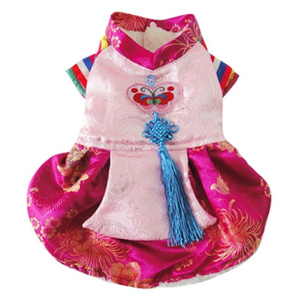 画像3: ペットウェア カラフル 蝶柄 チマチョゴリ DOG 韓国風ドレス ハンボク 伝統服【宅配便・ネコポス対応】 (3)